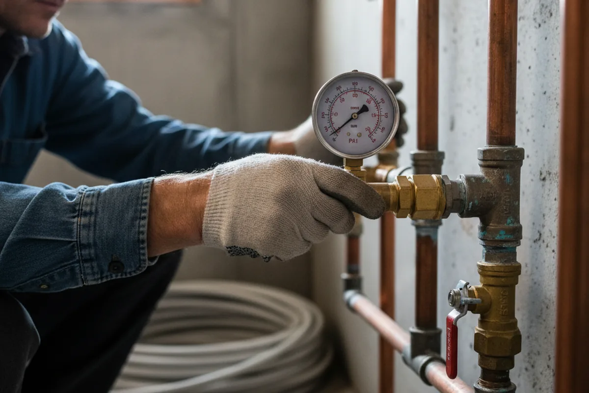 Pressure testing a repaired line during Water Line Repair in Lowville